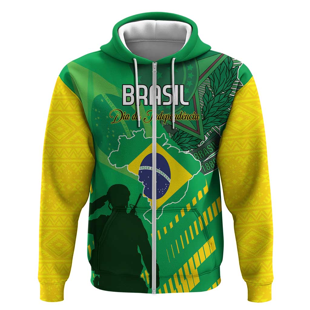 Custom Brazil Happy Independence Day Zip Hoodie Cristo Redentor Flag Style - Wonder Print Shop