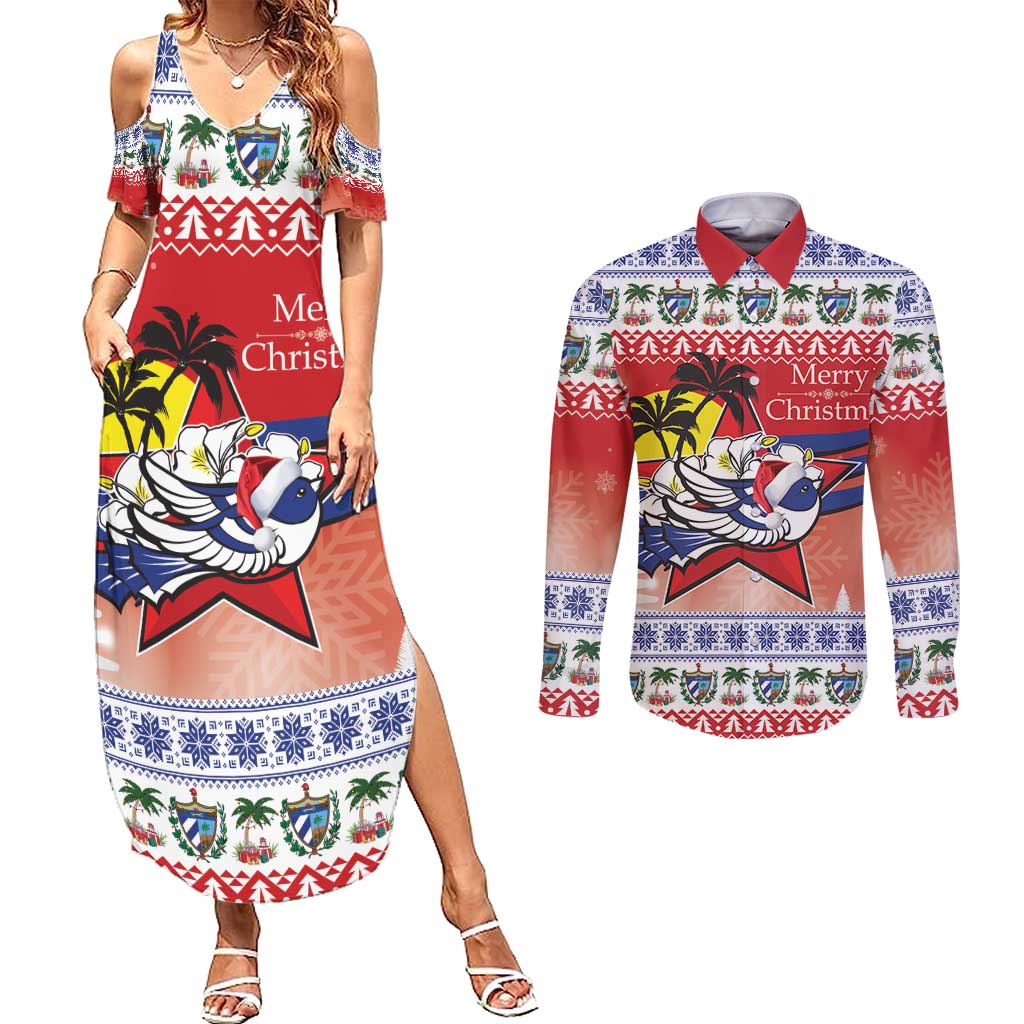 Cuba Cuban Trogon Christmas Couples Matching Summer Maxi Dress and Long Sleeve Button Shirt Patria o Muerte Venceremos - Wonder Print Shop