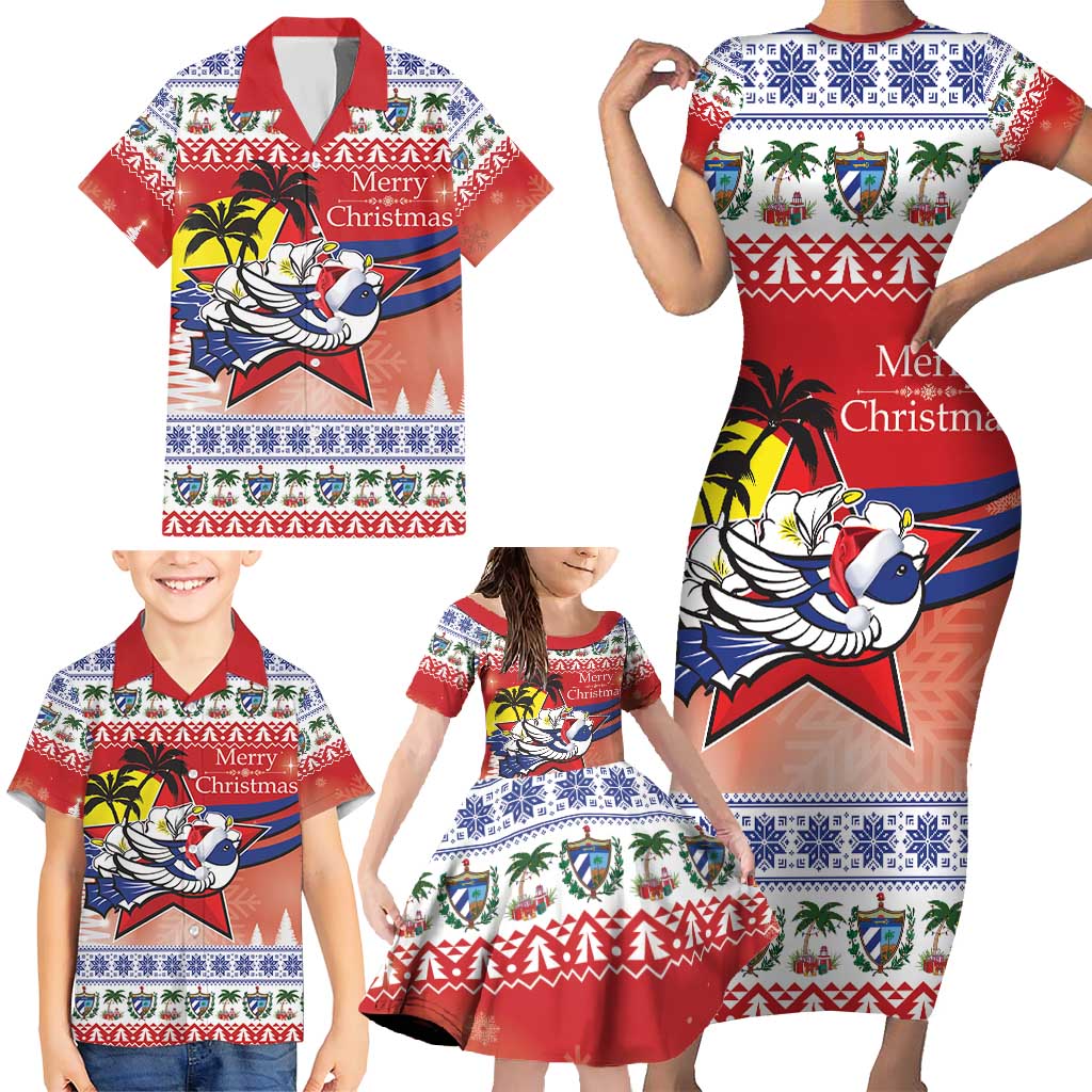 Cuba Cuban Trogon Christmas Family Matching Short Sleeve Bodycon Dress and Hawaiian Shirt Patria o Muerte Venceremos - Wonder Print Shop