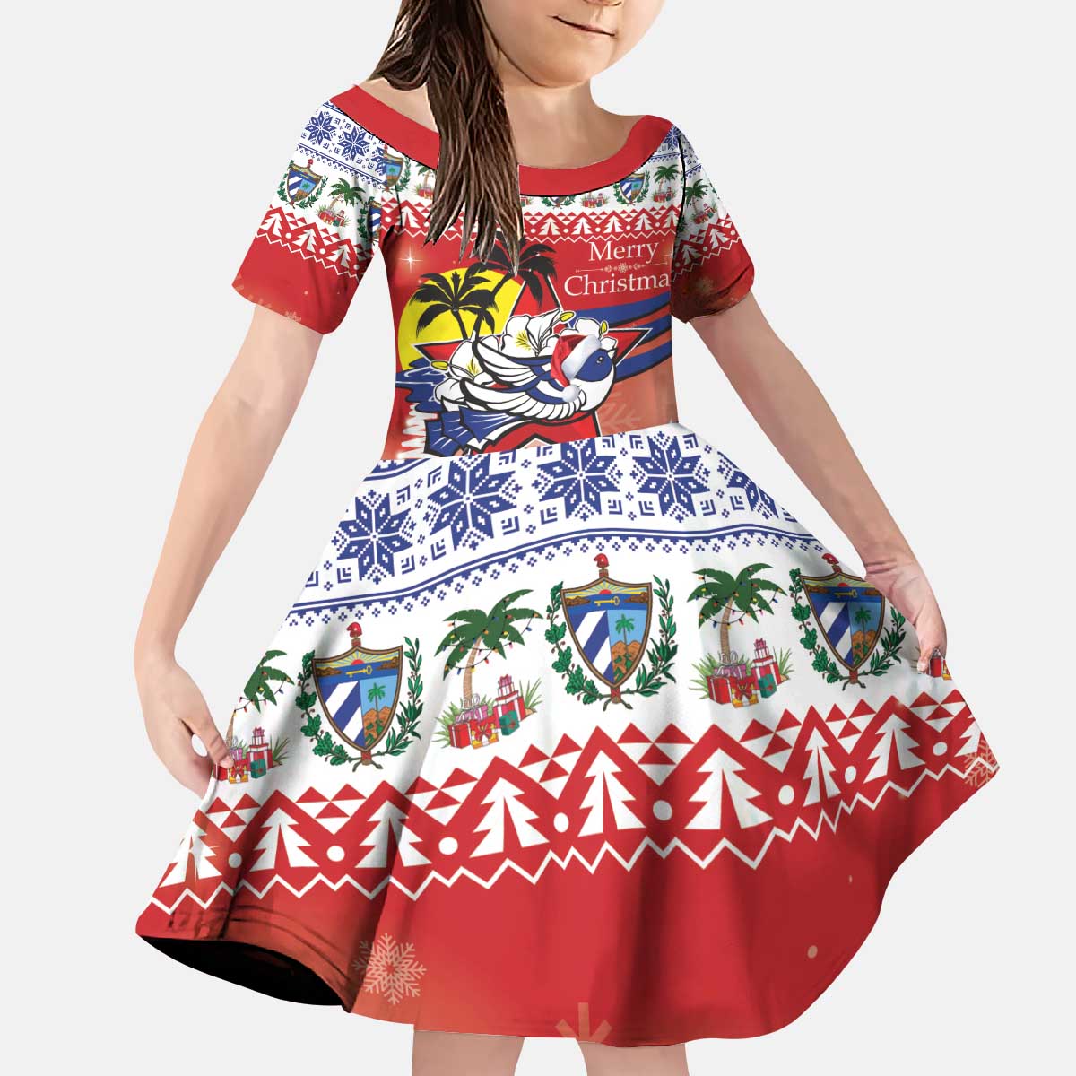 Cuba Cuban Trogon Christmas Kid Short Sleeve Dress Patria o Muerte Venceremos - Wonder Print Shop