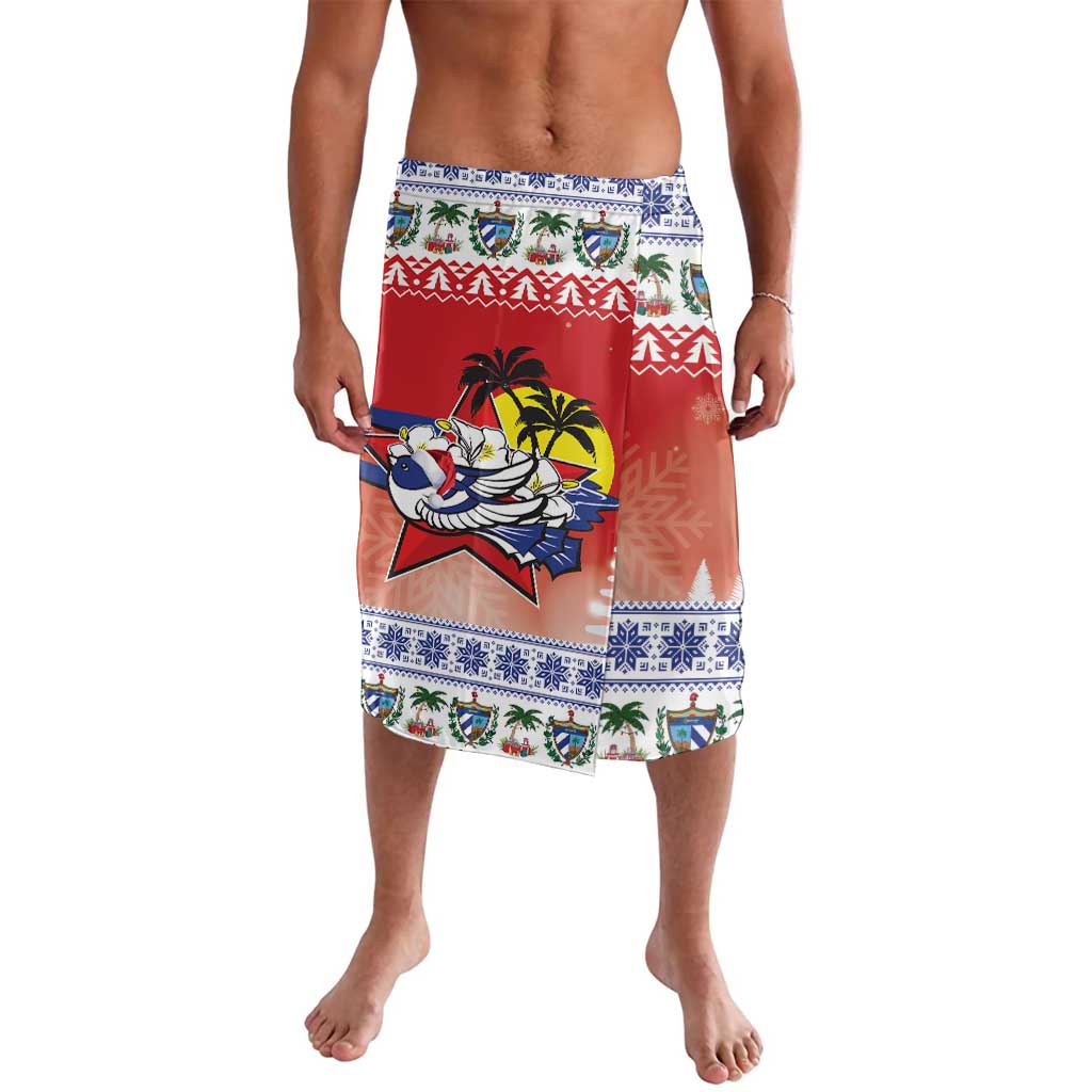 Red tropical graphic swim shorts with cartoon bird and festive border print