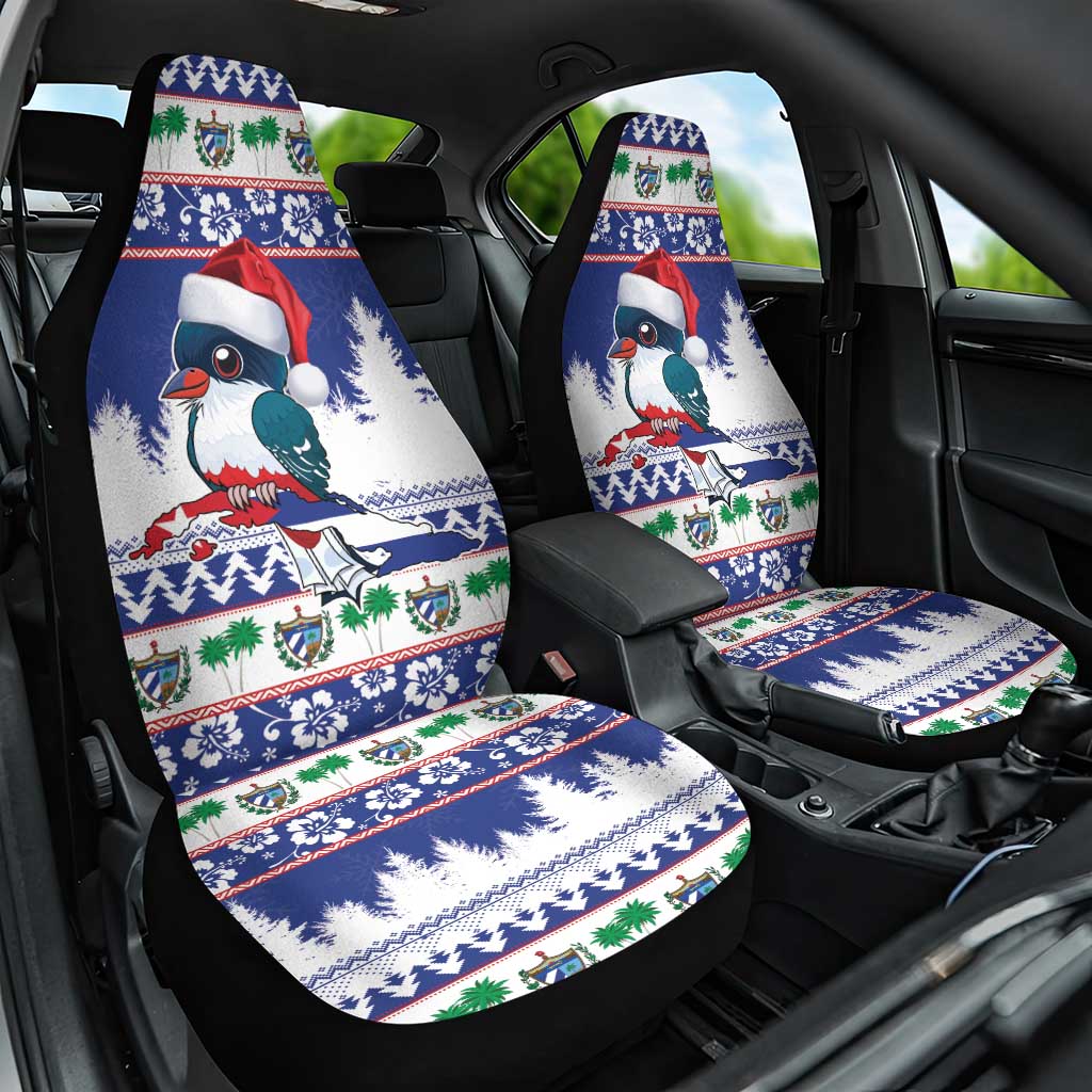 Cuba Christmas Car Seat Cover Cuban Trogon Map With Feliz Navidad - Wonder Print Shop