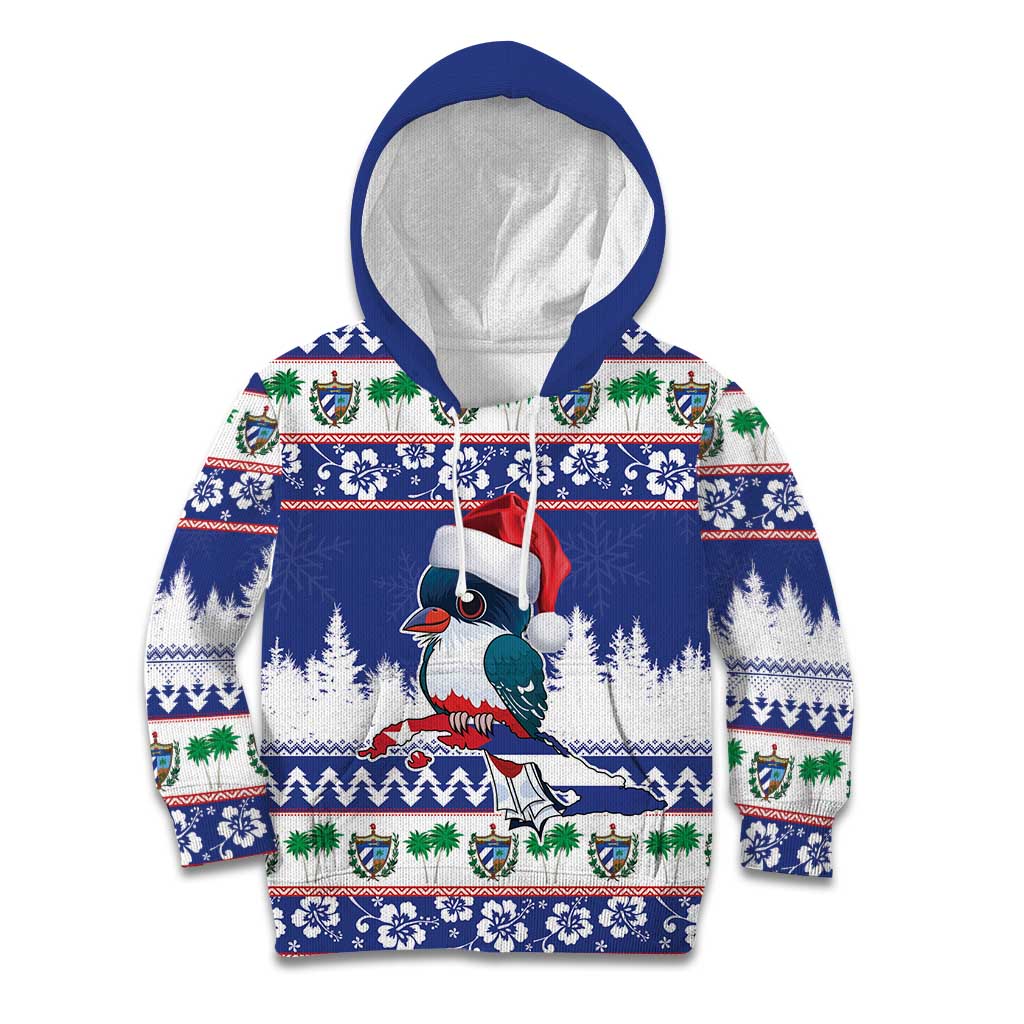 Cuba Christmas Kid Hoodie Cuban Trogon Map With Feliz Navidad - Wonder Print Shop