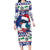 Cuba Christmas Long Sleeve Bodycon Dress Cuban Trogon Map With Feliz Navidad - Wonder Print Shop