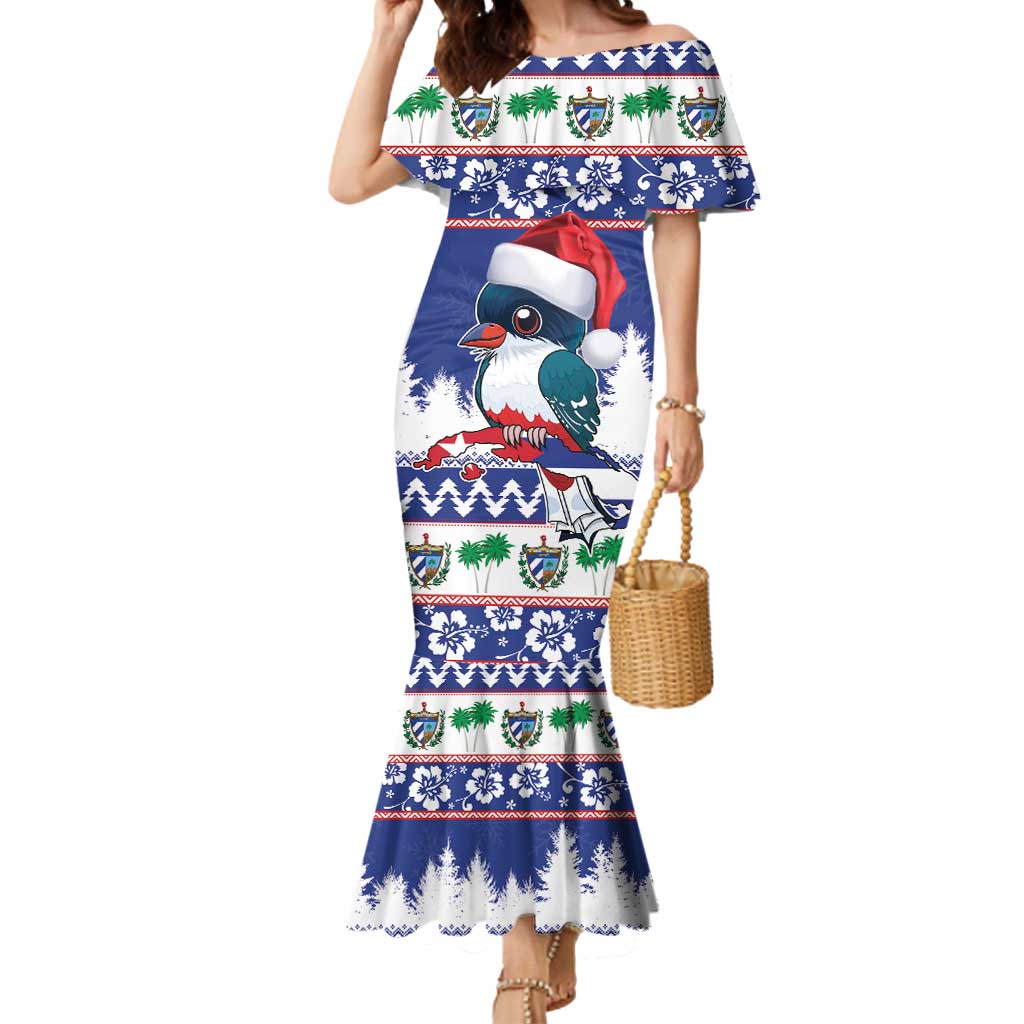 Cuba Christmas Mermaid Dress Cuban Trogon Map With Feliz Navidad - Wonder Print Shop