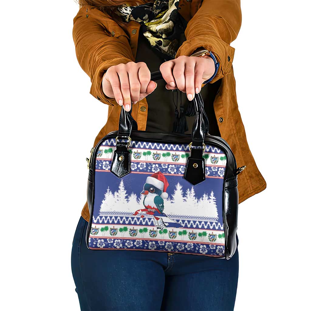 Cuba Christmas Shoulder Handbag Cuban Trogon Map With Feliz Navidad