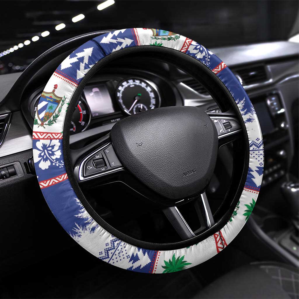 Cuba Christmas Steering Wheel Cover Cuban Trogon Map With Feliz Navidad - Wonder Print Shop