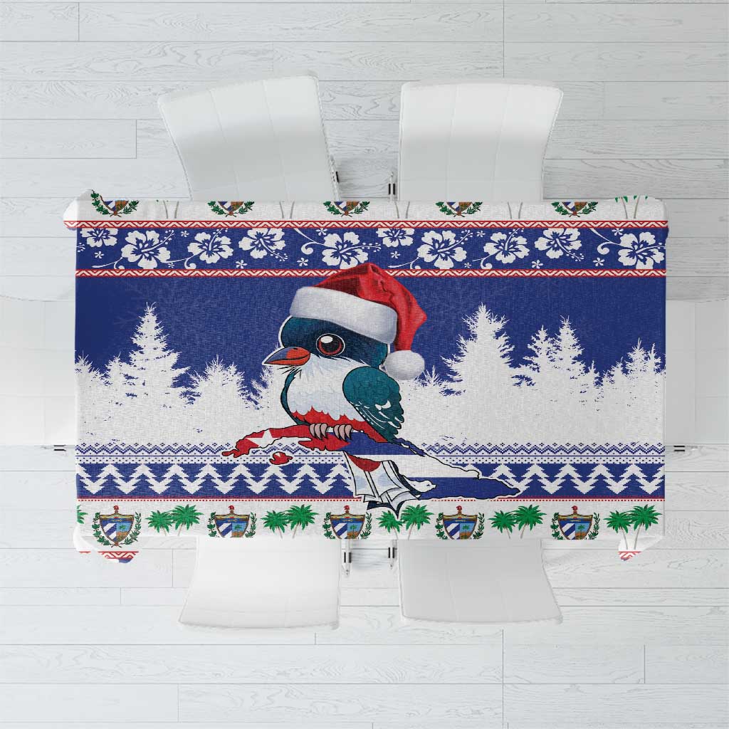 Cuba Christmas Tablecloth Cuban Trogon Map With Feliz Navidad - Wonder Print Shop