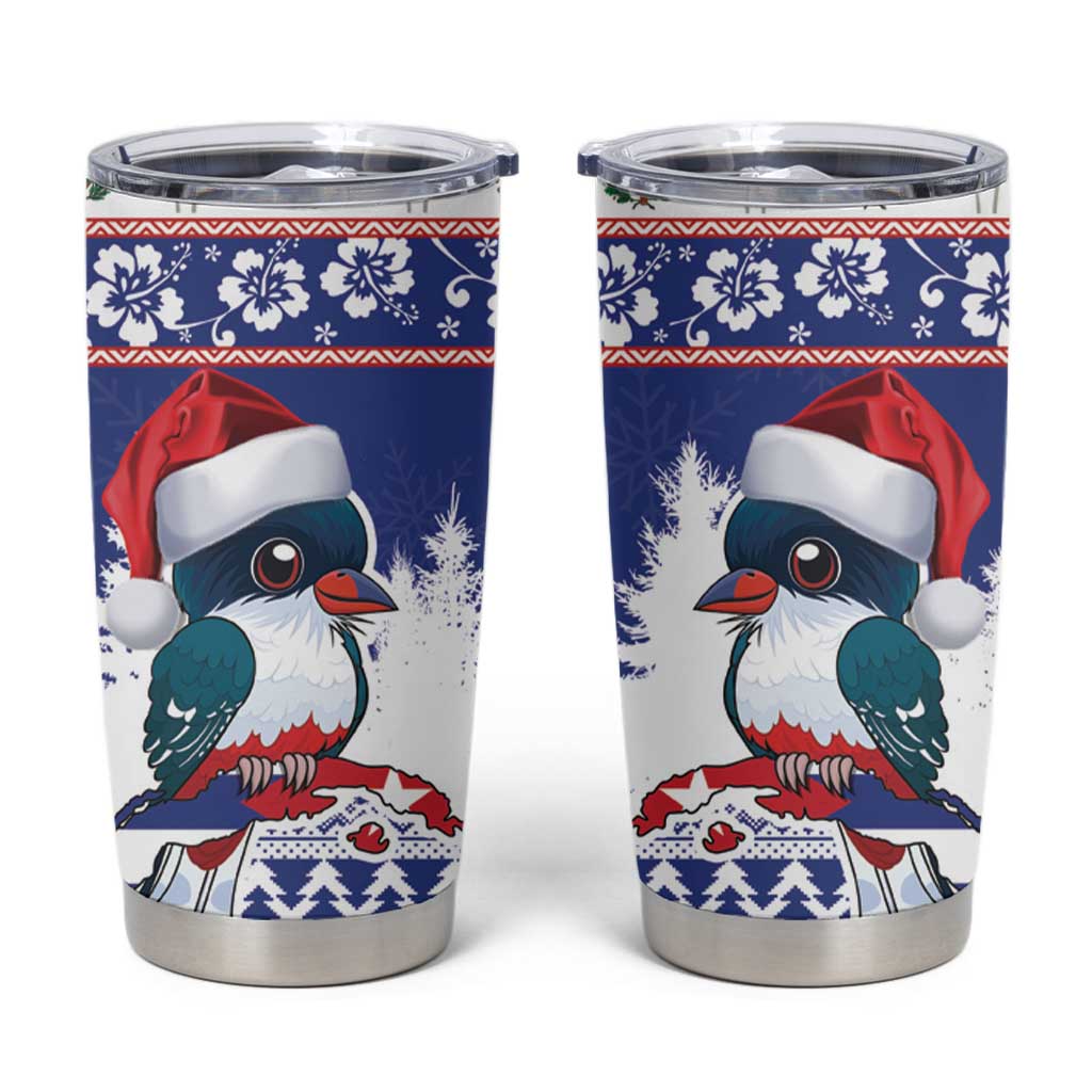 Cuba Christmas Tumbler Cup Cuban Trogon Map With Feliz Navidad - Wonder Print Shop