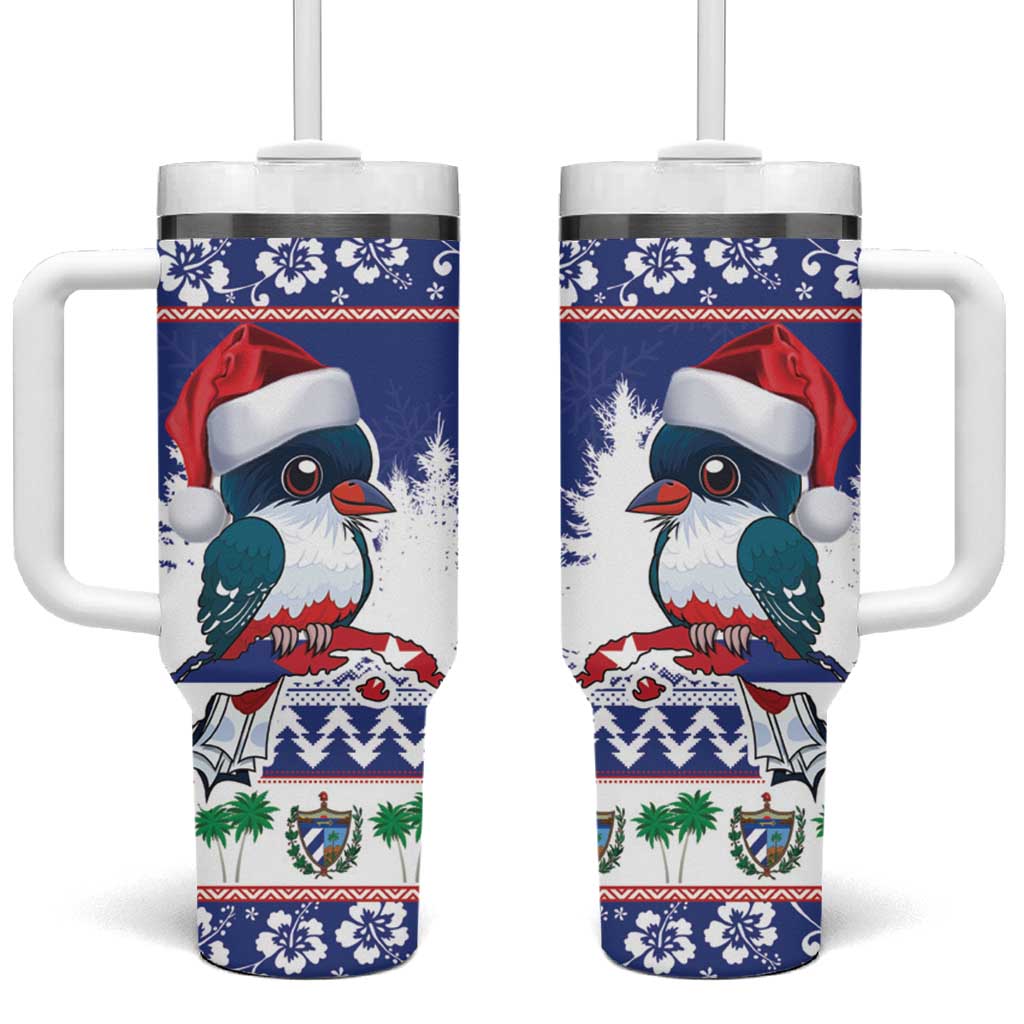 Cuba Christmas Tumbler With Handle Cuban Trogon Map With Feliz Navidad - Wonder Print Shop