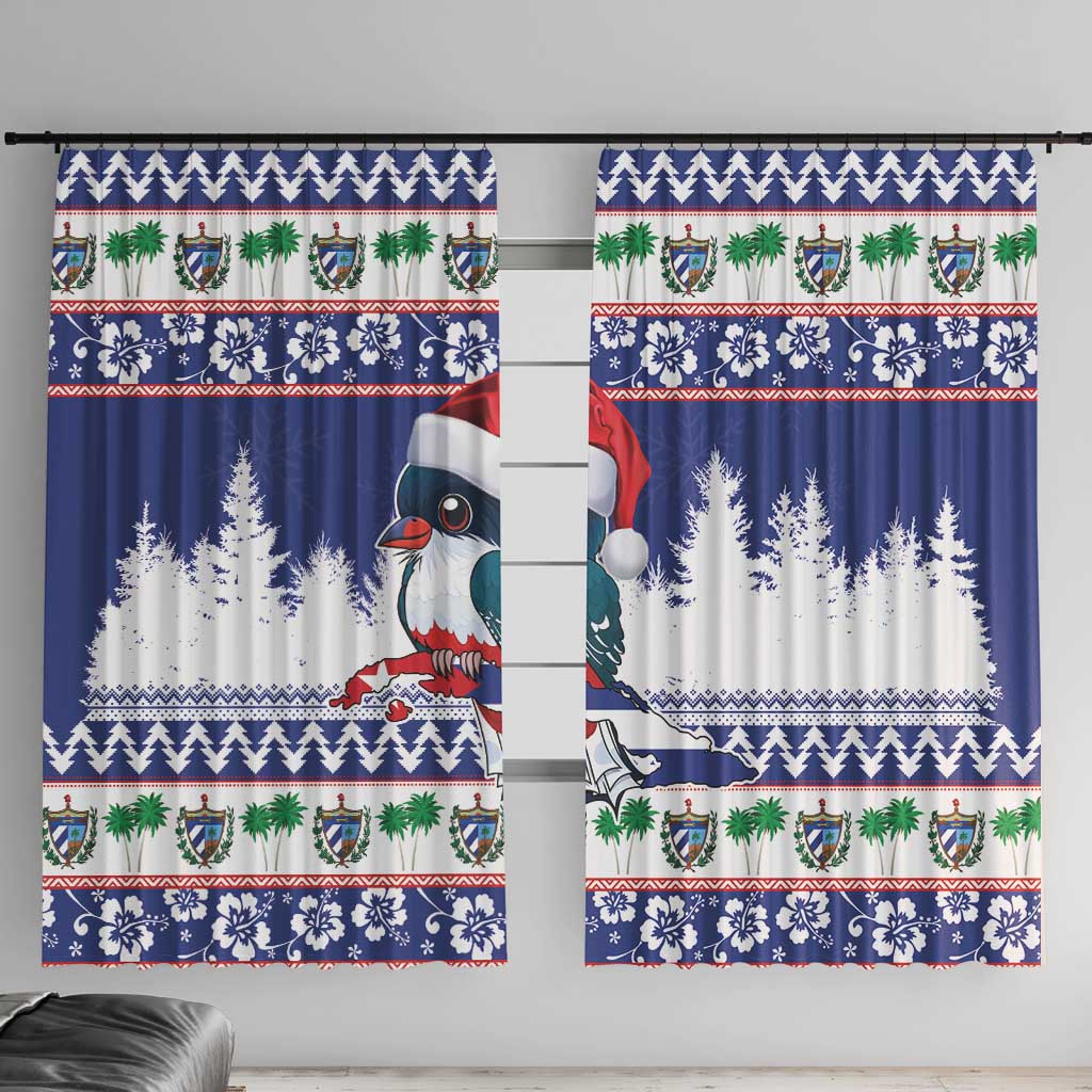 Cuba Christmas Window Curtain Cuban Trogon Map With Feliz Navidad - Wonder Print Shop