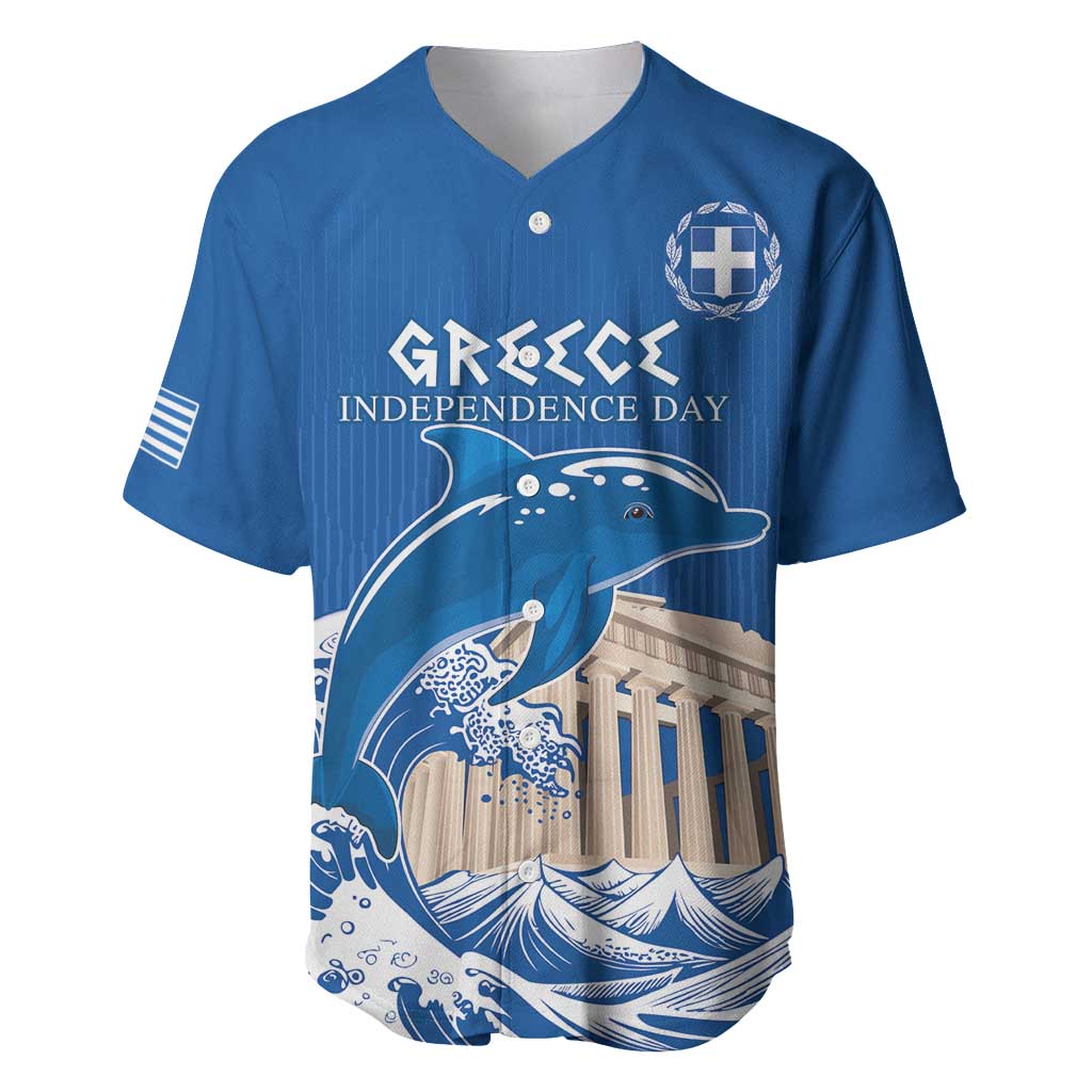 Personalized Greece Independence Day Baseball Jersey Parthenon Eleftheria i Thanatos