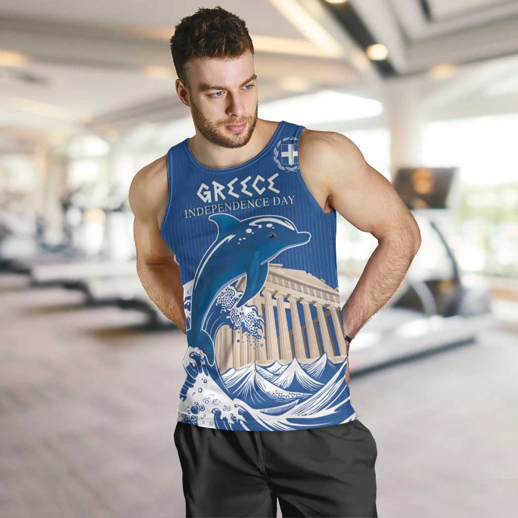 Personalized Greece Independence Day Men Tank Top Parthenon Eleftheria i Thanatos