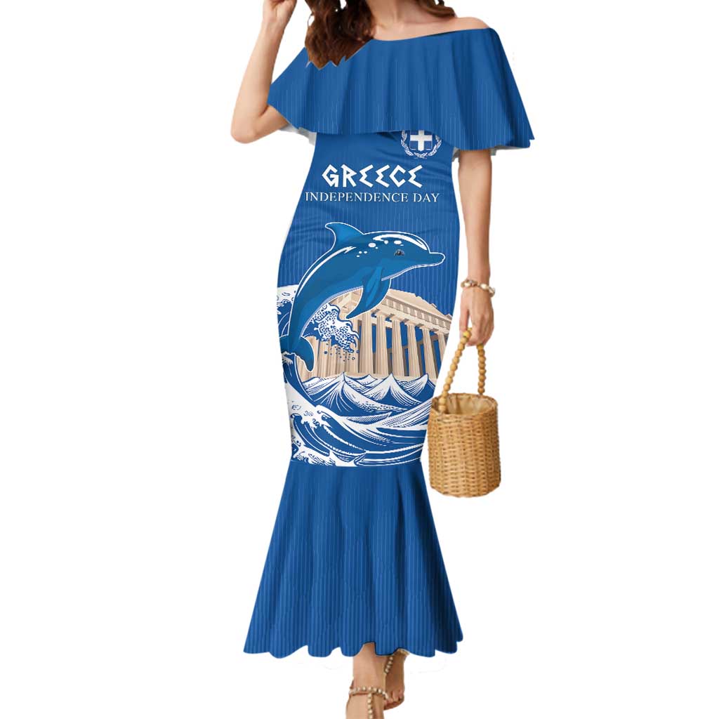 Personalized Greece Independence Day Mermaid Dress Parthenon Eleftheria i Thanatos