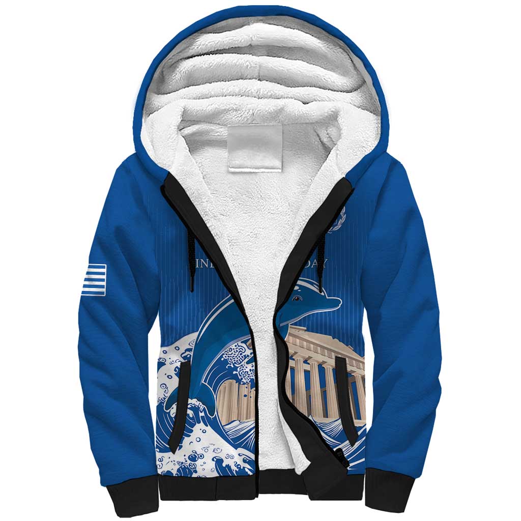 Personalized Greece Independence Day Sherpa Hoodie Parthenon Eleftheria i Thanatos