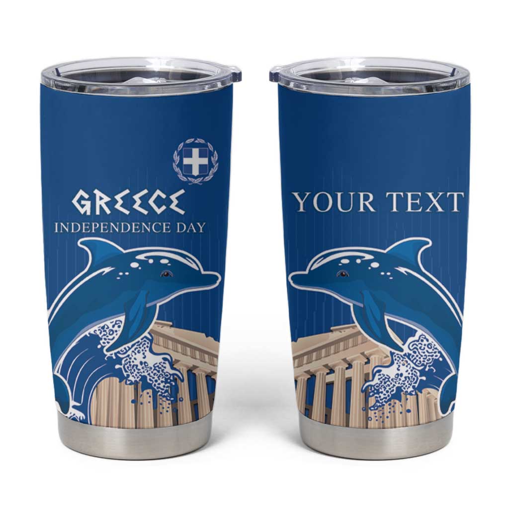 Personalized Greece Independence Day Tumbler Cup Parthenon Eleftheria i Thanatos