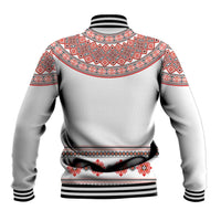 Bulgarian Embroidery Style Seamless Pattern Baseball Jacket