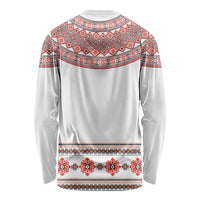 Bulgarian Embroidery Style Seamless Pattern Long Sleeve Shirt