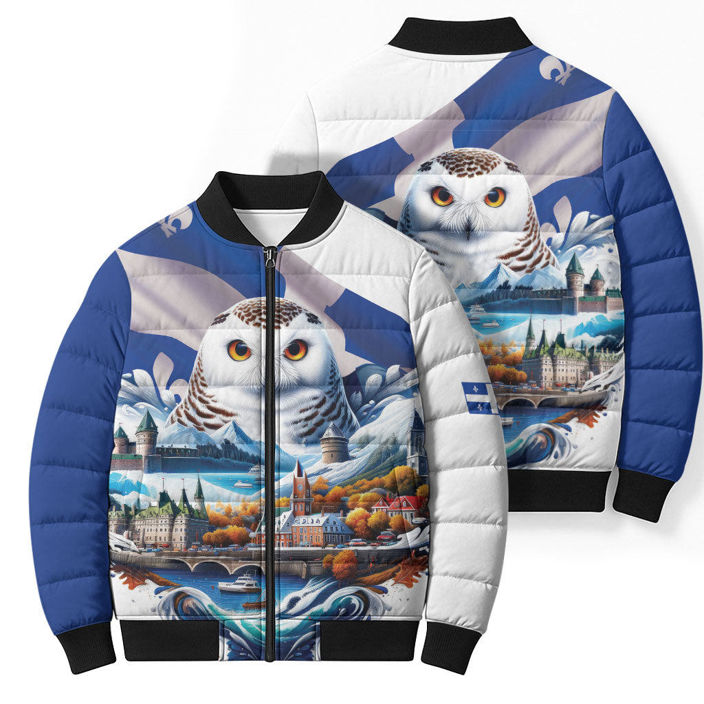 Quebec Snowy Owl Heritage Bomber Puffer Jacket Flag Day Edition