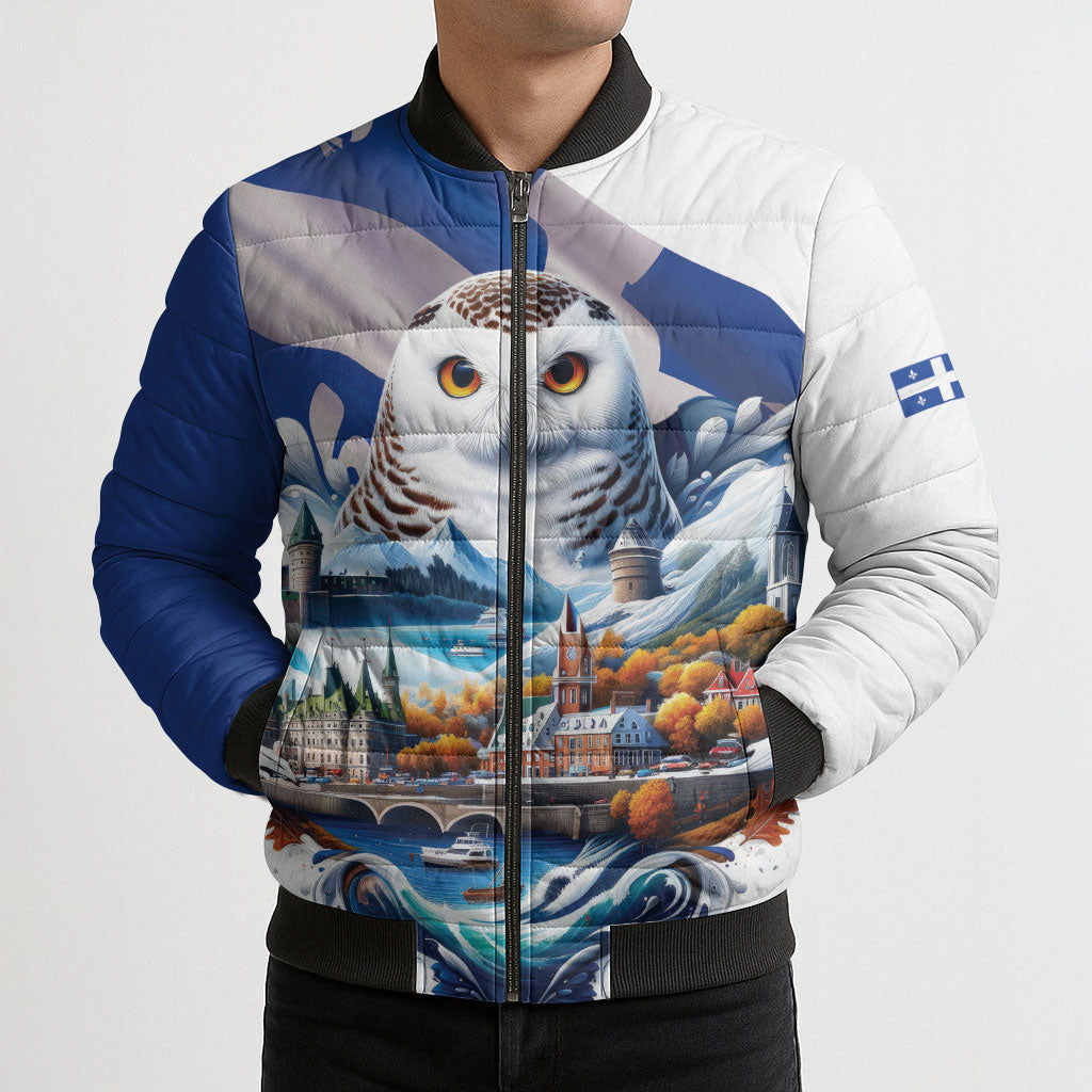 Quebec Snowy Owl Heritage Bomber Puffer Jacket Flag Day Edition