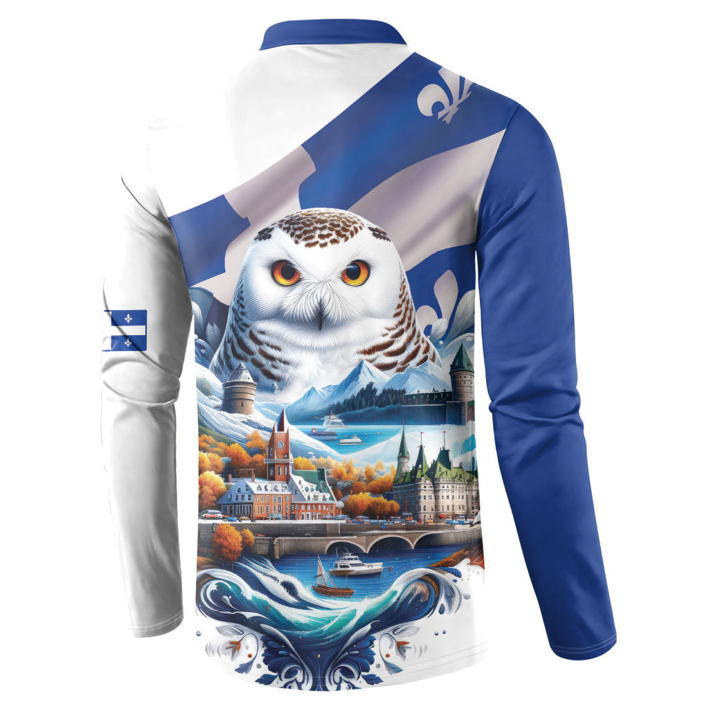 Quebec Snowy Owl Heritage Button Sweatshirt Flag Day Edition