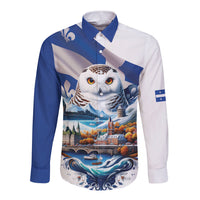 Quebec Snowy Owl Heritage Long Sleeve Button Shirt Flag Day Edition