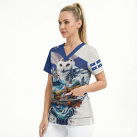 Quebec Snowy Owl Heritage Scrub Top Flag Day Edition