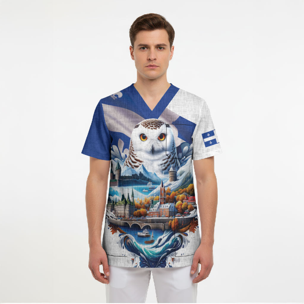 Quebec Snowy Owl Heritage Scrub Top Flag Day Edition