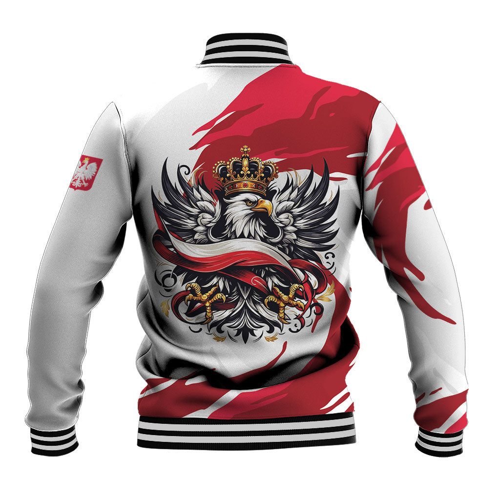 Poland National Flag Day Baseball Jacket Fierce Polish Eagle Crown