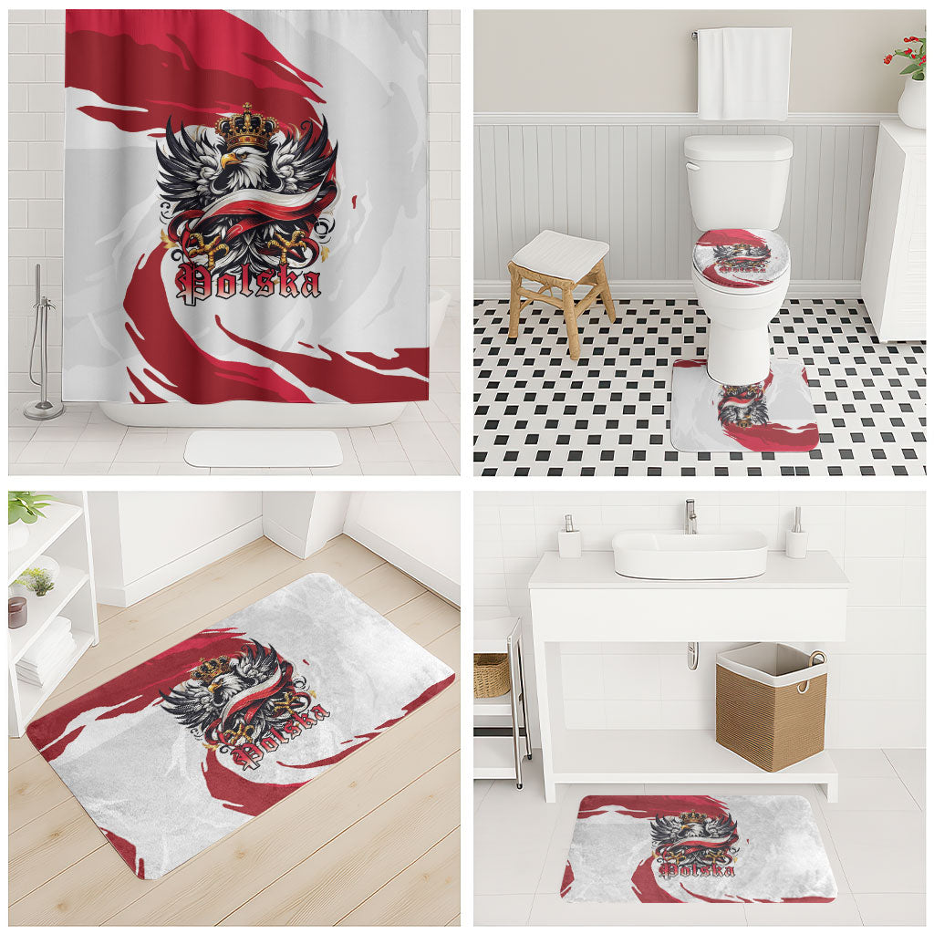 Poland National Flag Day Bathroom Set Fierce Polish Eagle Crown