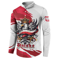 Poland National Flag Day Button Sweatshirt Fierce Polish Eagle Crown