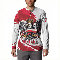 Poland National Flag Day Button Sweatshirt Fierce Polish Eagle Crown