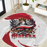 Poland National Flag Day Round Carpet Fierce Polish Eagle Crown