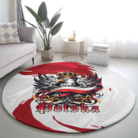 Poland National Flag Day Round Carpet Fierce Polish Eagle Crown