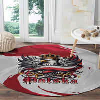 Poland National Flag Day Round Carpet Fierce Polish Eagle Crown