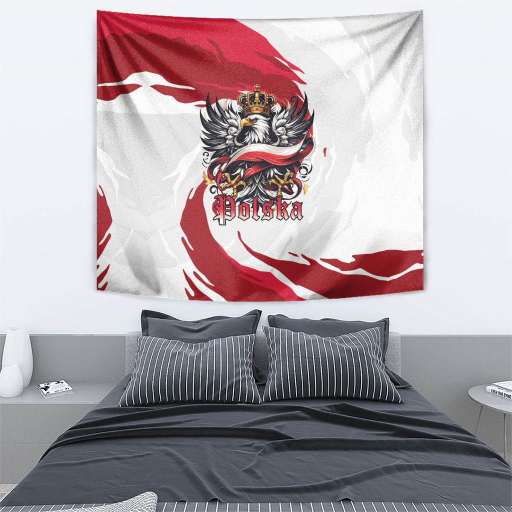 Poland National Flag Day Tapestry Fierce Polish Eagle Crown