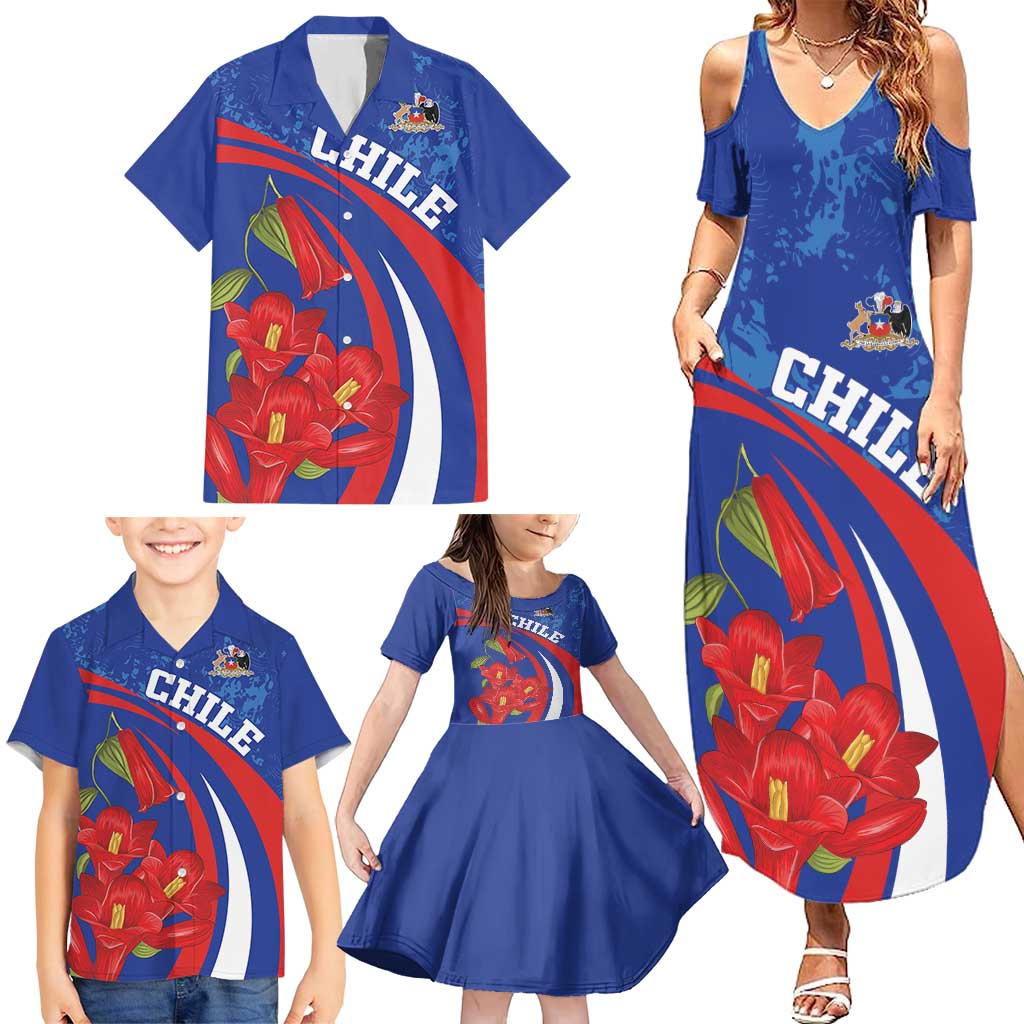 Custom Chile Lapageria Family Matching Summer Maxi Dress and Hawaiian Shirt With Grunge Style - Wonder Print Shop