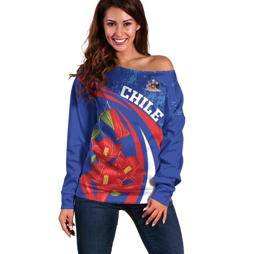 Custom Chile Lapageria Off Shoulder Sweater With Grunge Style - Wonder Print Shop