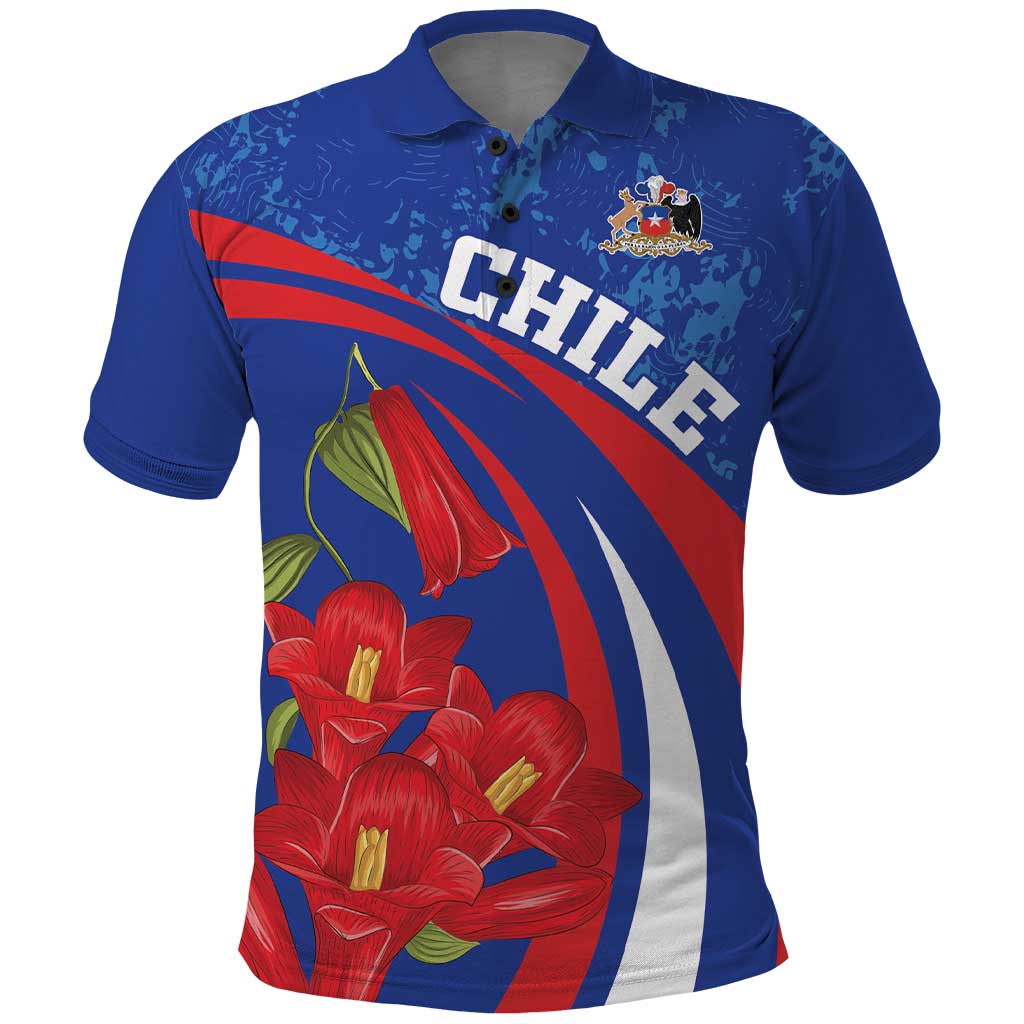 Custom Chile Lapageria Polo Shirt With Grunge Style - Wonder Print Shop