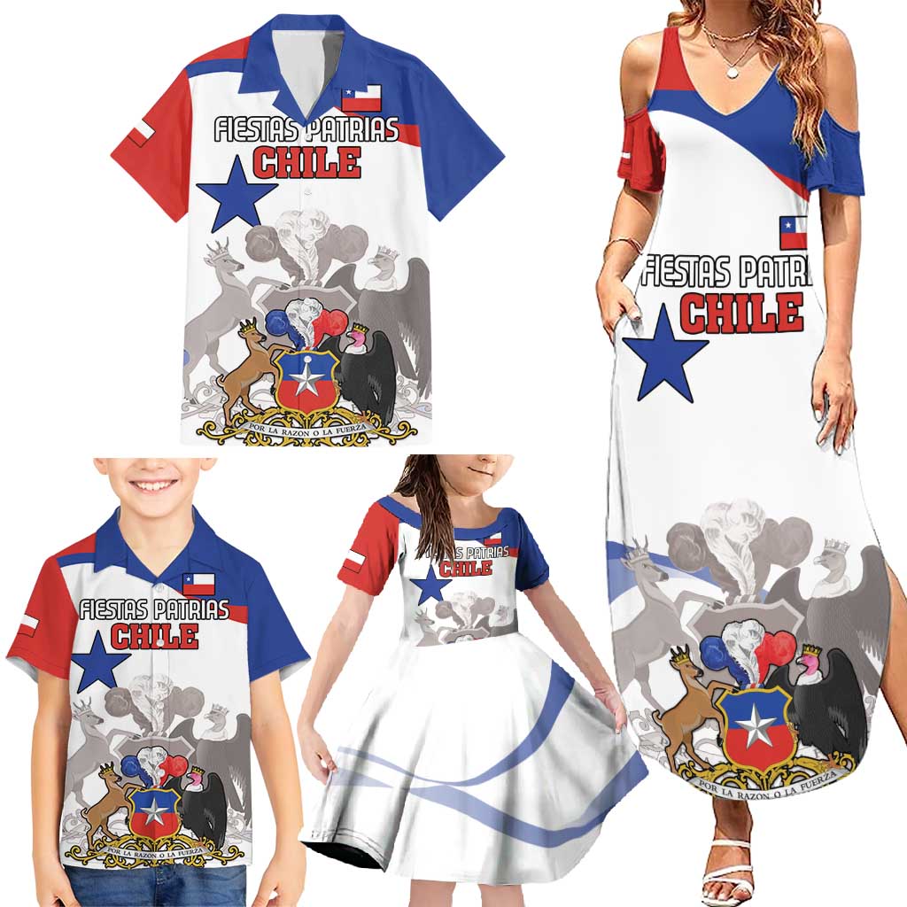 Custom Fiestas Patrias Chile Family Matching Summer Maxi Dress and Hawaiian Shirt Coat Of Arms