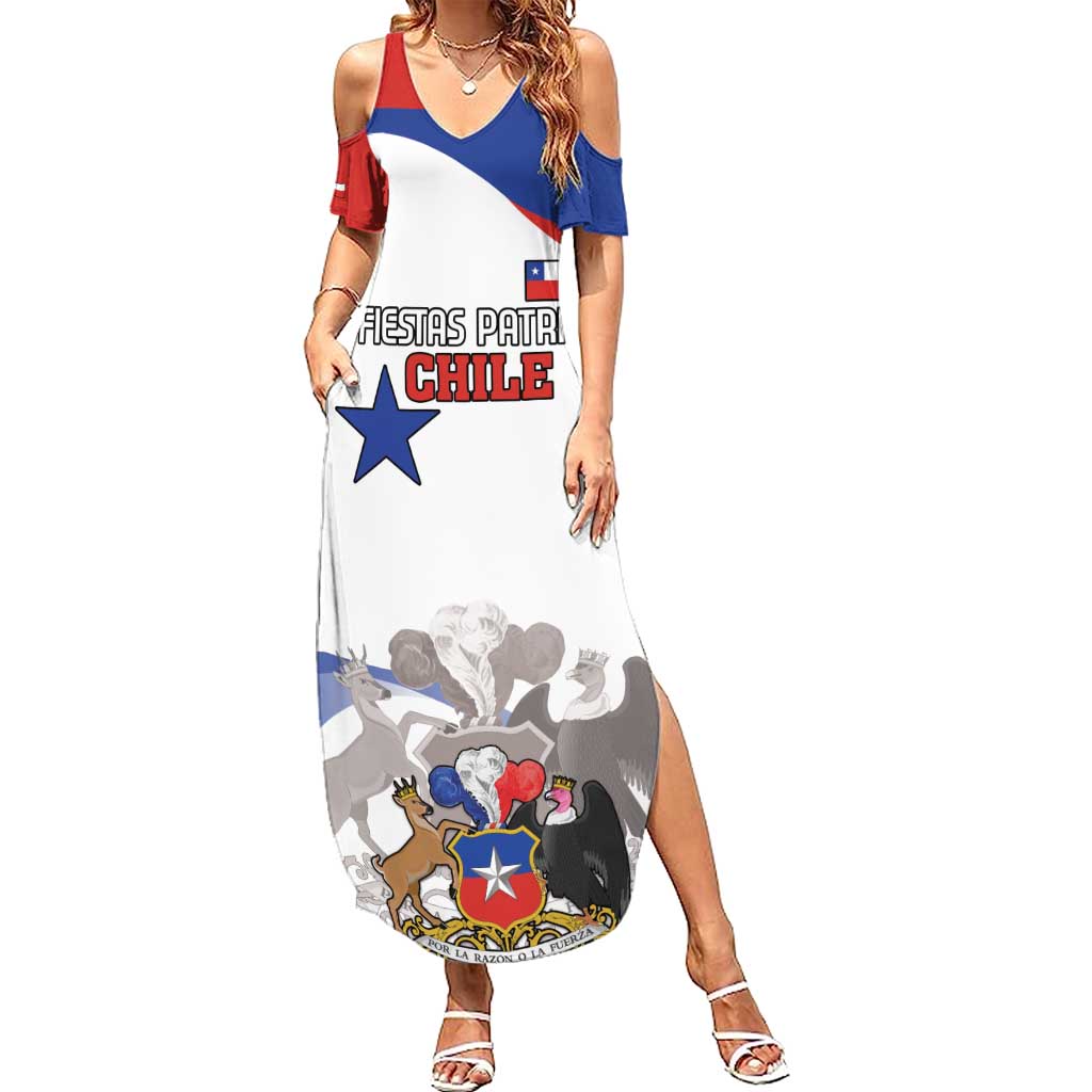 Custom Fiestas Patrias Chile Summer Maxi Dress Coat Of Arms - Wonder Print Shop