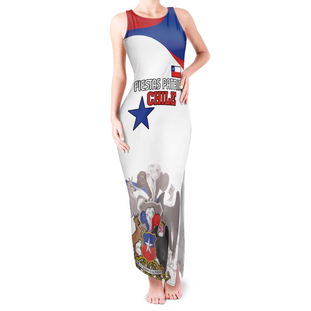 Custom Fiestas Patrias Chile Tank Maxi Dress Coat Of Arms - Wonder Print Shop