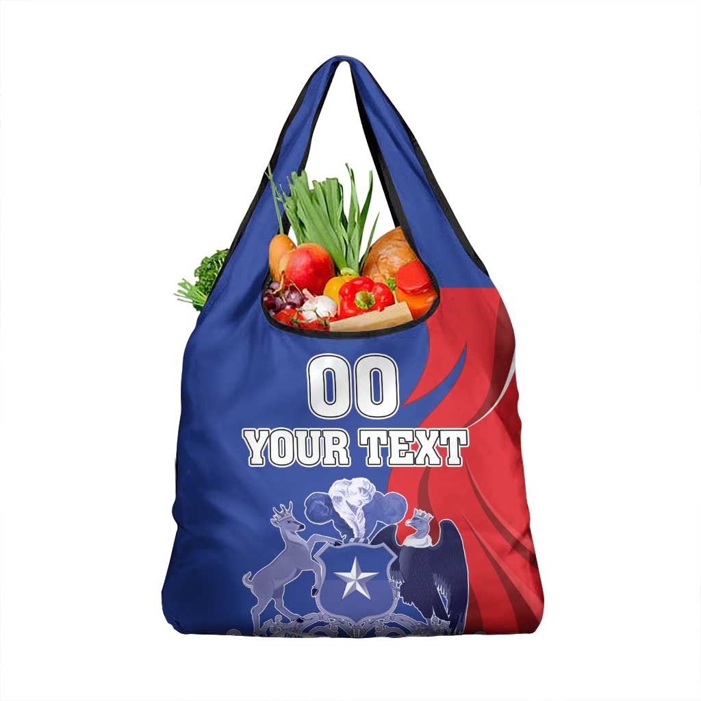 Custom Chile Independence Day Grocery Bag Lapageria Flower With Coat Of Arms