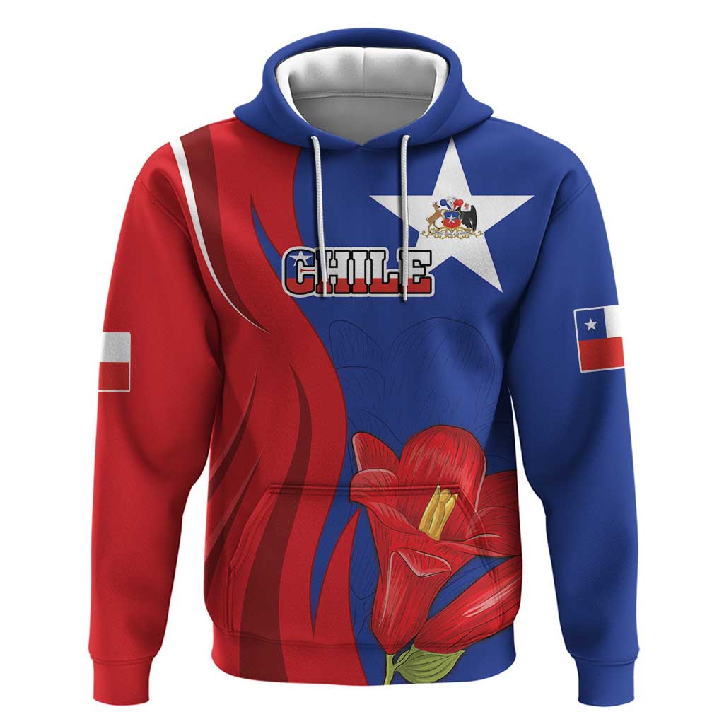 Custom Chile Independence Day Hoodie Lapageria Flower With Coat Of Arms - Wonder Print Shop