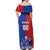 Custom Chile Independence Day Off Shoulder Maxi Dress Lapageria Flower With Coat Of Arms - Wonder Print Shop