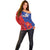 Custom Chile Independence Day Off Shoulder Sweater Lapageria Flower With Coat Of Arms - Wonder Print Shop