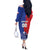 Custom Chile Independence Day Off The Shoulder Long Sleeve Dress Lapageria Flower With Coat Of Arms - Wonder Print Shop