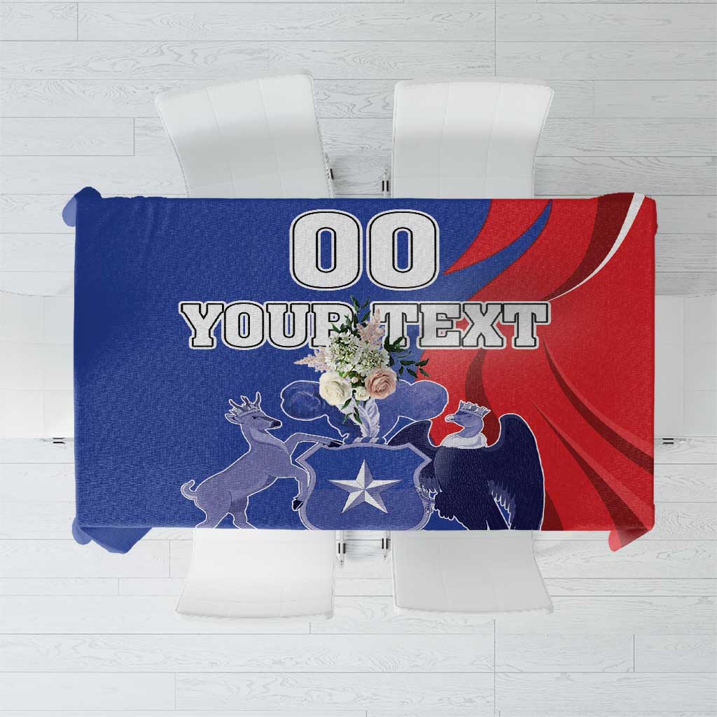 Blue and red Independence Day tablecloth with coat of arms print