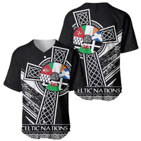 Cross Celtic Nations Baseball Jersey Six Celtic Countries Grunge Style - Wonder Print Shop