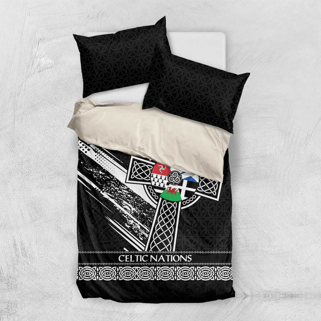 Cross Celtic Nations Bedding Set Six Celtic Countries Grunge Style - Wonder Print Shop
